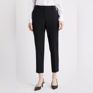 Theory Women's Treeca 2 Wool Blend Slim Cut Tailored Pants Black Size 6 Office